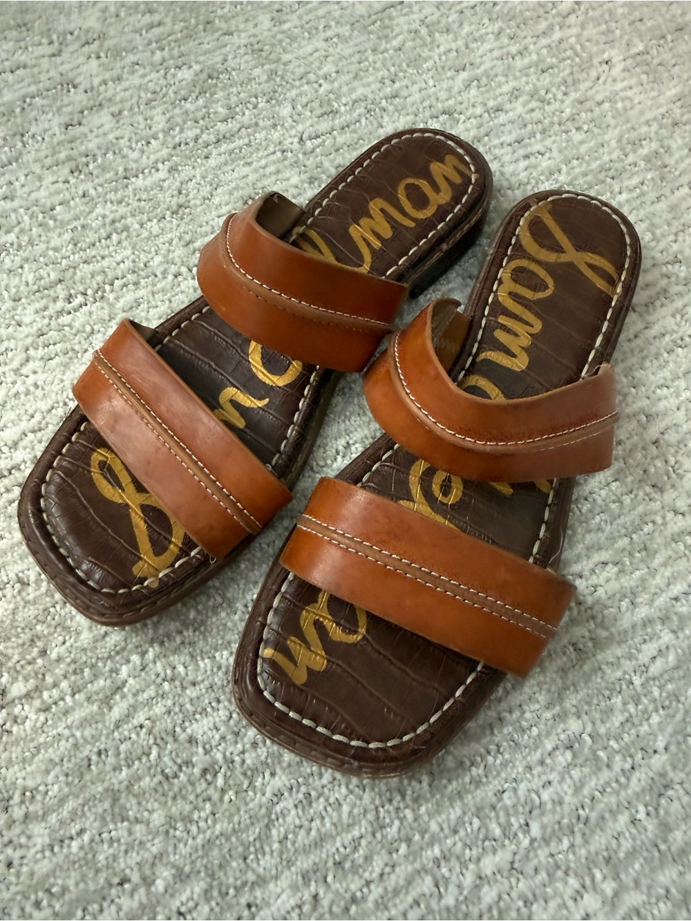 Sam Edelman Leather Double-Strap Slide Sandals